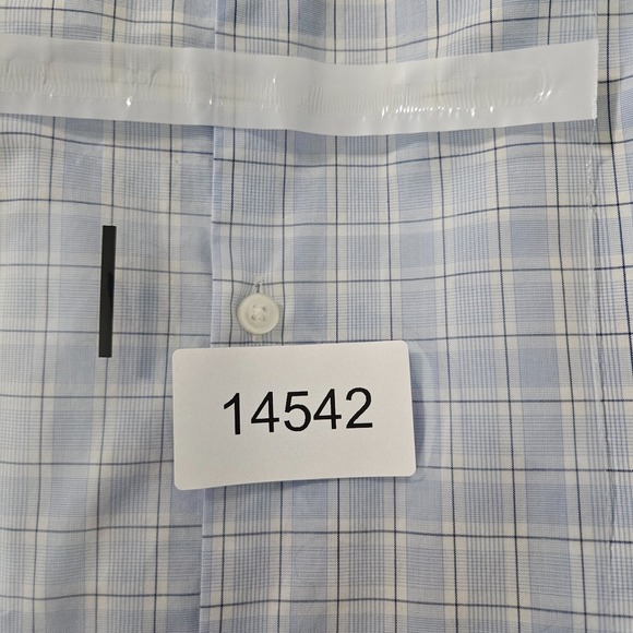 Hugo Boss Shirt Men 16.5 34 35 Sharp Fit‎ Button Long Sleeve White Blue Plaid - Picture 11 of 11
